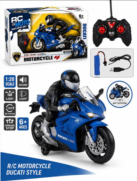 R/C Ducati-Style Motorcycle with Rider – Lights, Sound & 360° Stunt Action